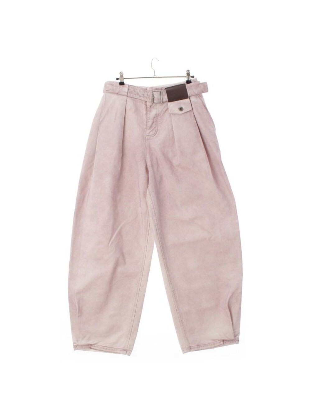 Loewe Cotton Leather Patch Pleated Pants Pink 36